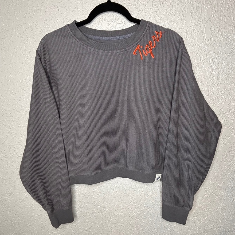 Clemson Tigers Charcoal League Colligate Wear Cropped Pull Over Top Women's L